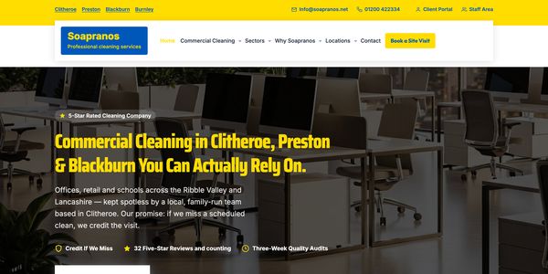 Soapranos Cleaning Services website screenshot